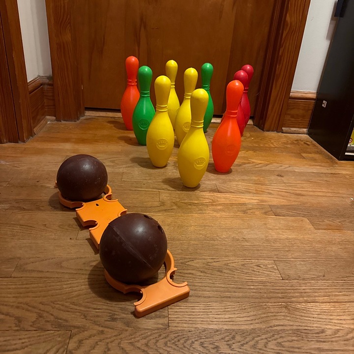 Vintage 80’s Empire Crown Bowling Set - Pins Balls and Holder! MST3K