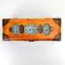 Vtg Wood Jewelry Box Asian Design Carved Jade Inlay Brass Hardware