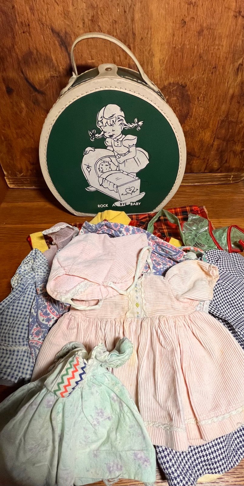 1950s rock a bye baby doll suitcase and clothing