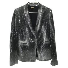 Rozae Nichols Silver Sequin Open Blazer