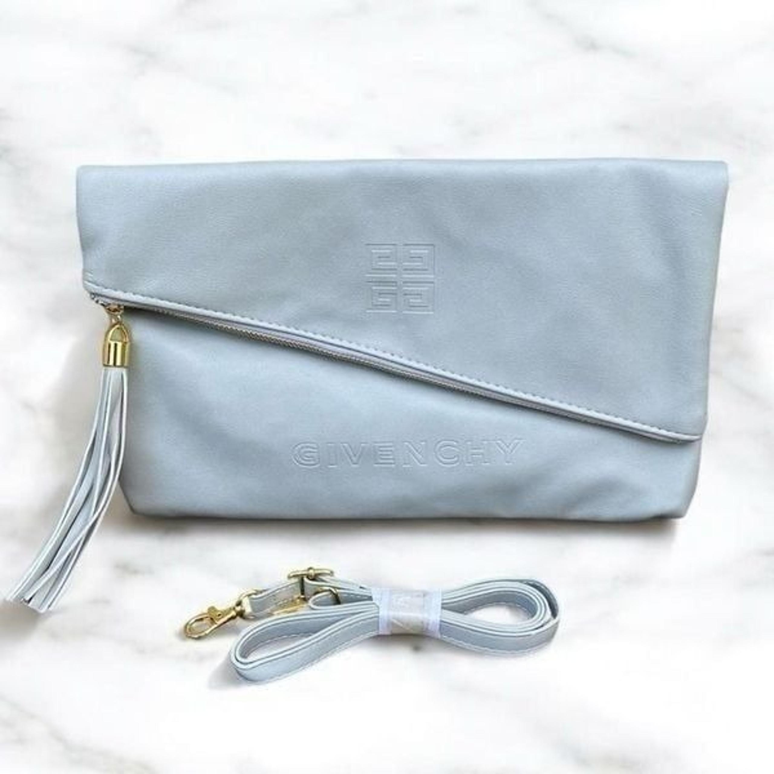 New Givenchy Parfums Light Gray 2 Way Envelope Clutch/Crossbody w/Tassel