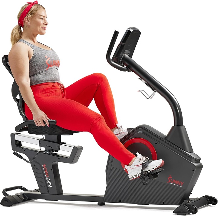 Sunny Health & Fitness Magnetic Recumbent Bike with Optional Exclusive SunnyFit®
