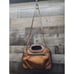 Handcrafted Brown Leather Shoulder Bag With Intricate Stitching Cutout Handles &