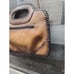Handcrafted Brown Leather Shoulder Bag With Intricate Stitching Cutout Handles &