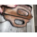 Handcrafted Brown Leather Shoulder Bag With Intricate Stitching Cutout Handles &