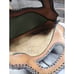 Handcrafted Brown Leather Shoulder Bag With Intricate Stitching Cutout Handles &