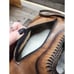 Handcrafted Brown Leather Shoulder Bag With Intricate Stitching Cutout Handles &