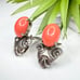Vintage GAS Bijoux St. Tropez Faux Coral Cabochon Silver Tone Clip On Earrings