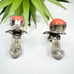 Vintage GAS Bijoux St. Tropez Faux Coral Cabochon Silver Tone Clip On Earrings