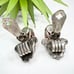 Vintage GAS Bijoux St. Tropez Faux Coral Cabochon Silver Tone Clip On Earrings
