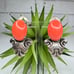 Vintage GAS Bijoux St. Tropez Faux Coral Cabochon Silver Tone Clip On Earrings