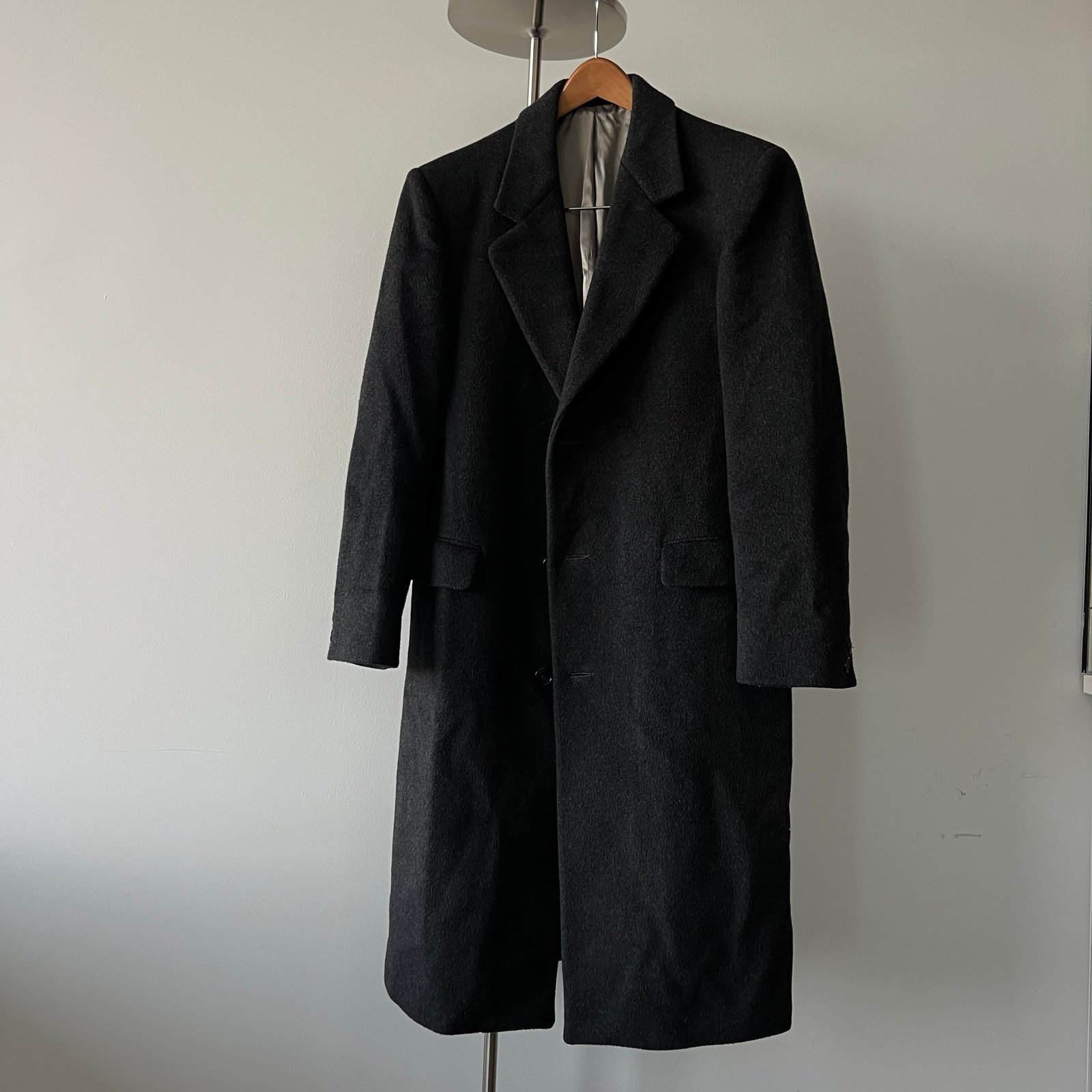 Vintage Adolfo Wool Cashmere Black Overcoat - Men’s 40