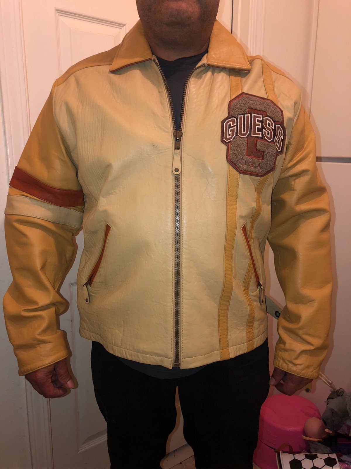 Vintage GUESS Yellow Leather Jacket