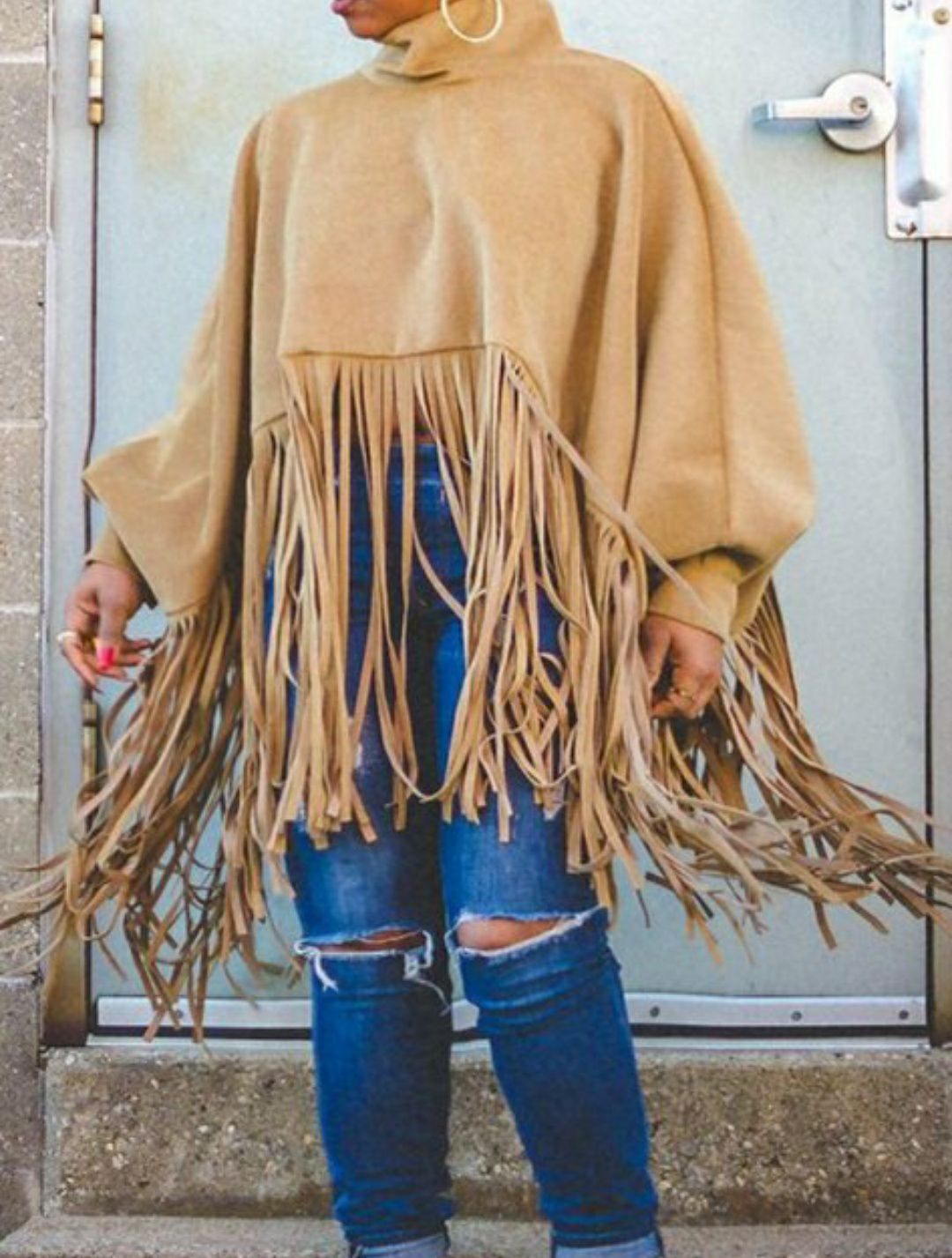 Fringed sweater blouse