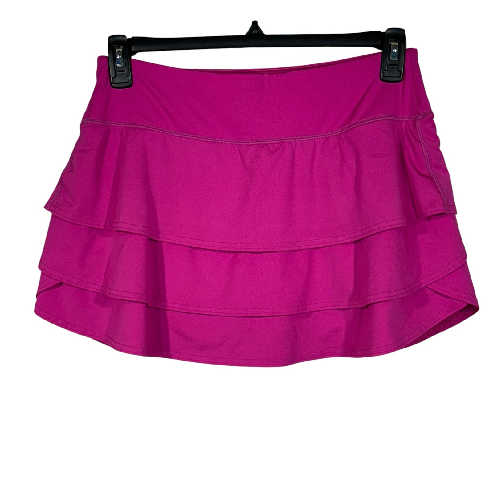 Athleta Medium Swagger Skort Ruffled Mesh Zip Pocket Stretch Elastic Waist Pink
