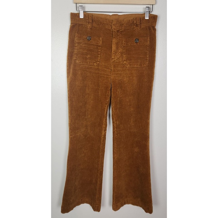 Free People Women's Sz. 2 Hip Hugging Flared Corduroy Pants In Rust