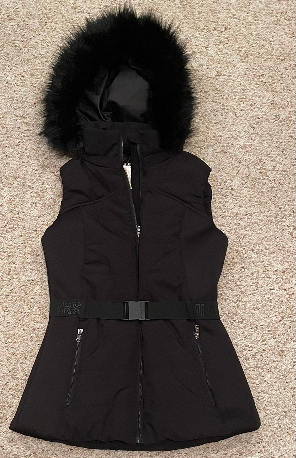 Michael Kors Black Belted Vest Size Small New