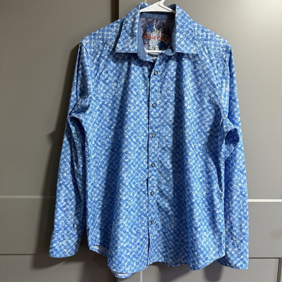 Robert Graham Men High & Dry Sport L/S Button Classic Fit Shirt Blue Medium