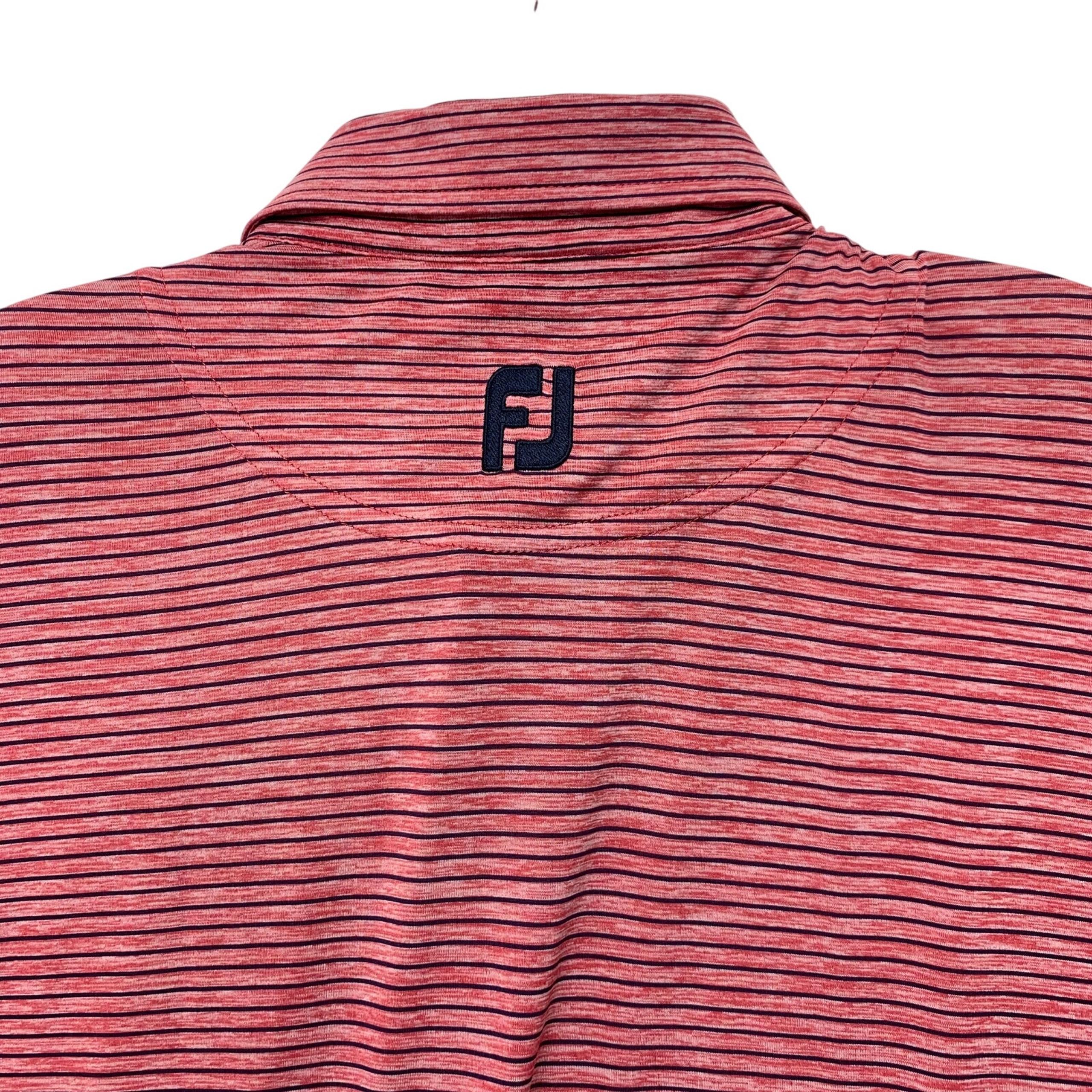 FootJoy Mens XL Red Blue Black Striped Polo Shirt Golf Shirt Valhatta Club