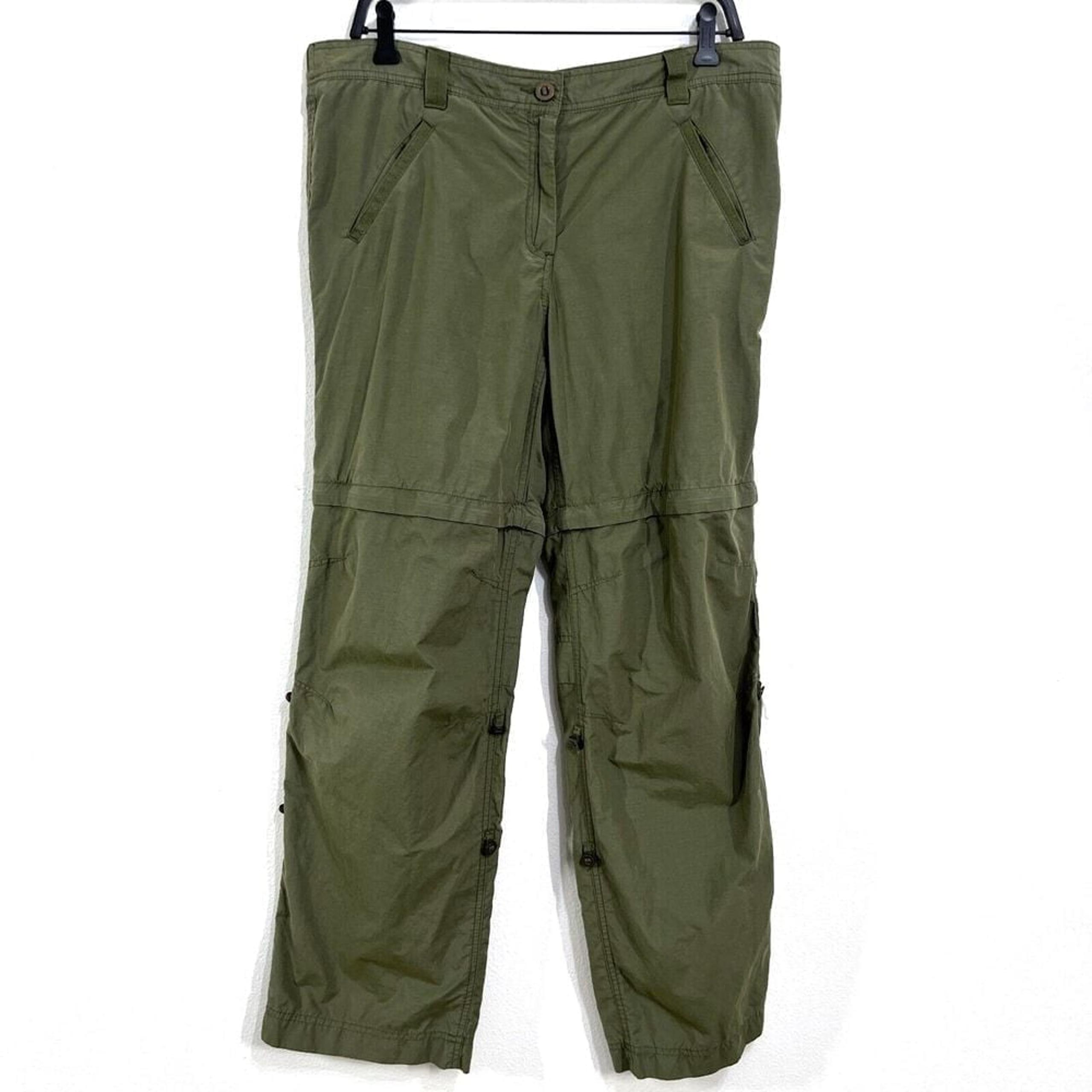 Land's End Adjustable Convertible Cargo Pants Womens 16 Nylon Olive Outdoors