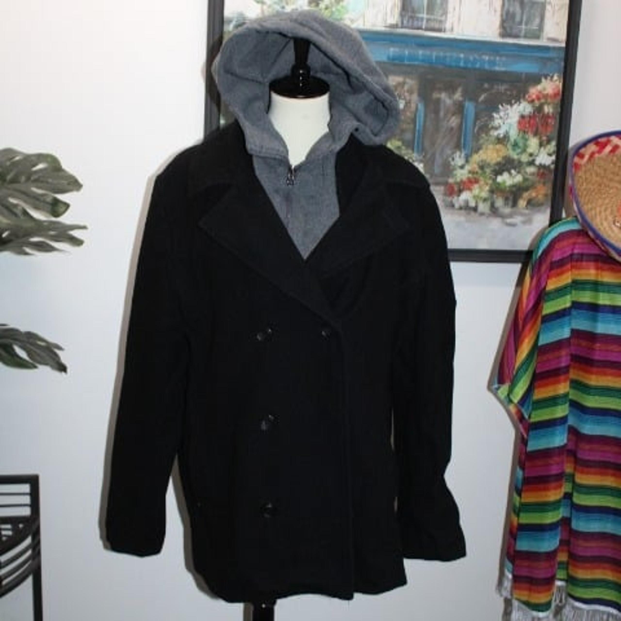 American Rag Black Layered Look Wool Peacoat Women's XL