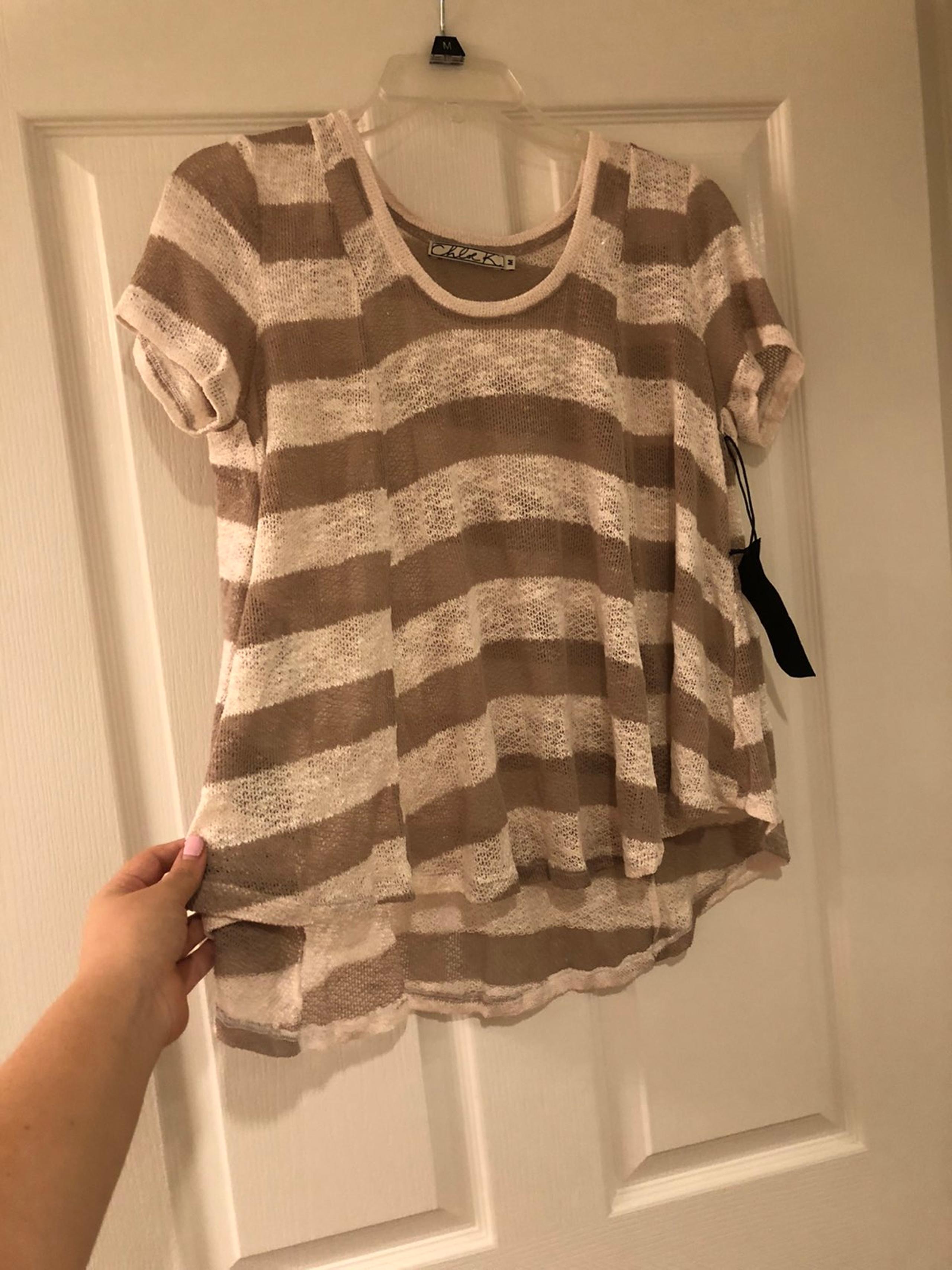 New brown stripe knit sweater top