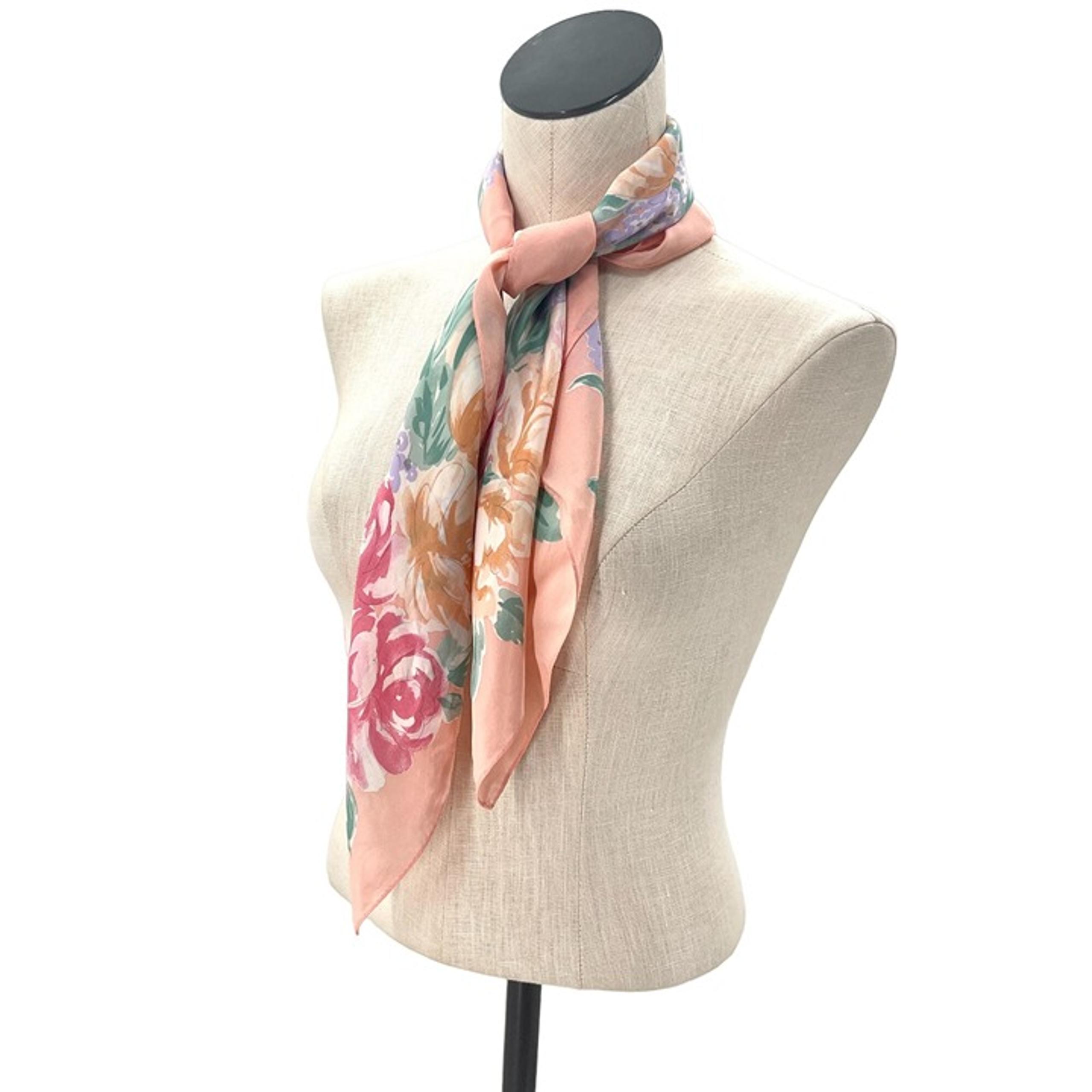 80s 90s Pierre Cardin Paris Pastel Floral 100% Silk Scarf