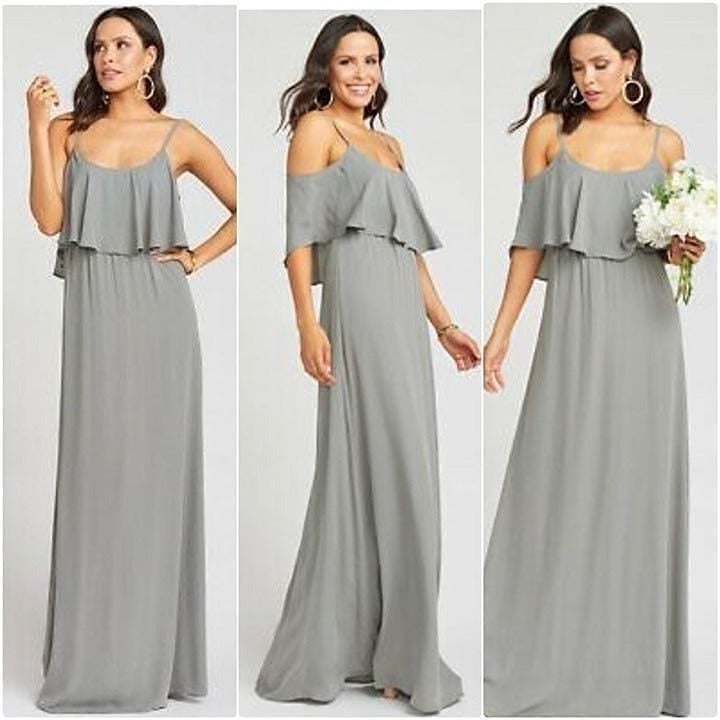 Show Me Your MuMu Caitlin Ruffle Maxi Dress Size Large Womens Charcoal Crisp NWT