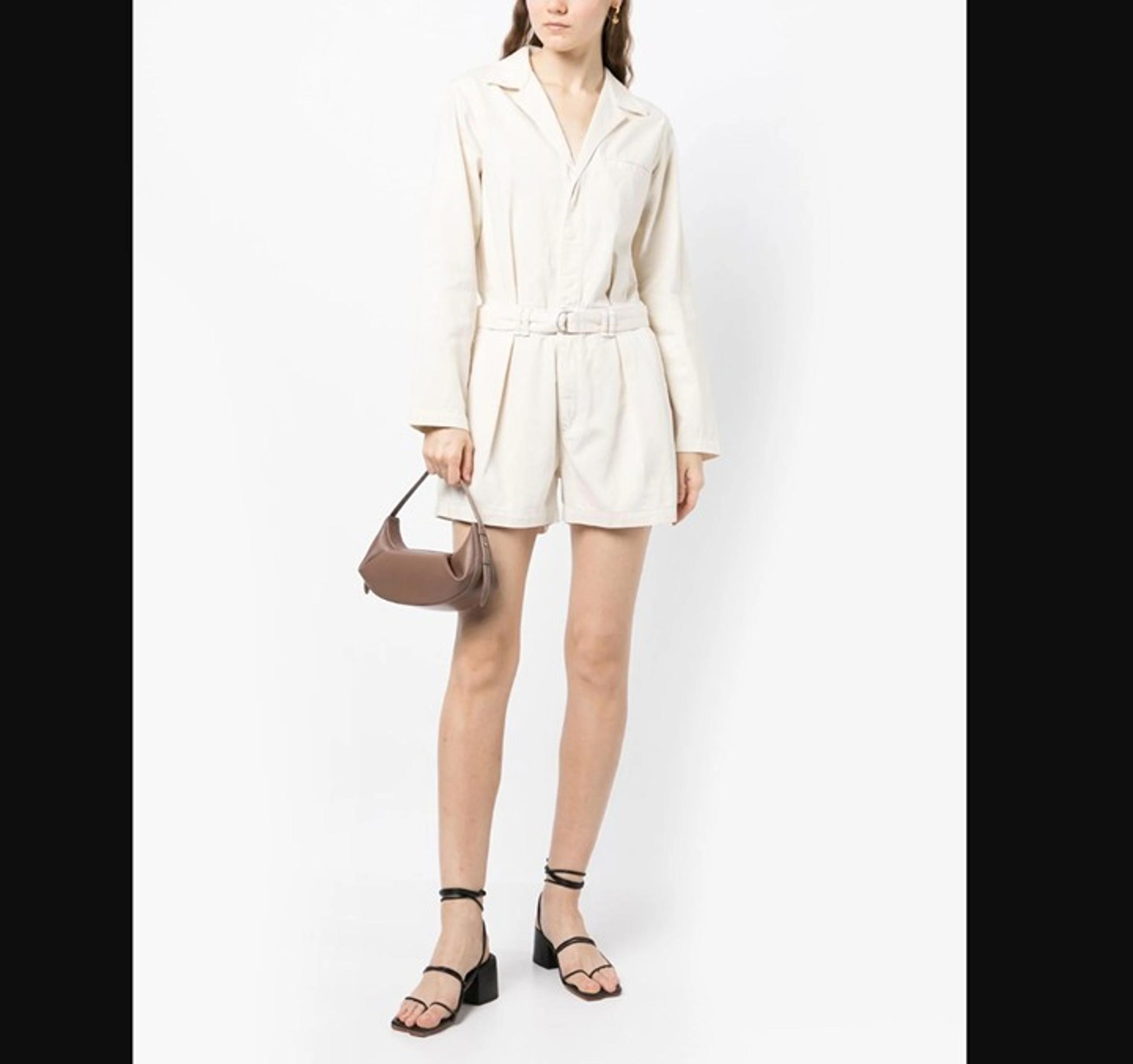 Rag & Bone Long Sleeve Belted Jumpsuit Shorts Romper Ivory Medium