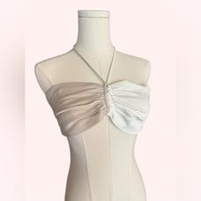 Meshki tan and white halter bandeau micro halter top XS