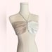 Meshki tan and white halter bandeau micro halter top XS