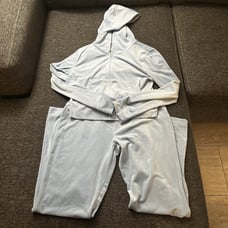 Juicy Couture Velour Bling Tracksuit Hoodie Pants Frosted Blue Velvet Large