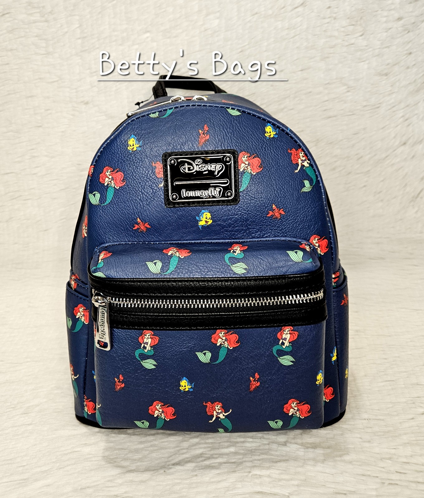 Loungefly Disney Little Mermaid Ariel, Flounder, Sebastian AOP Backpack