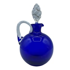 Vtg Blown Glass Cobalt Blue Henkel Karaffe Carafe Wine Bottle Decanter Barware