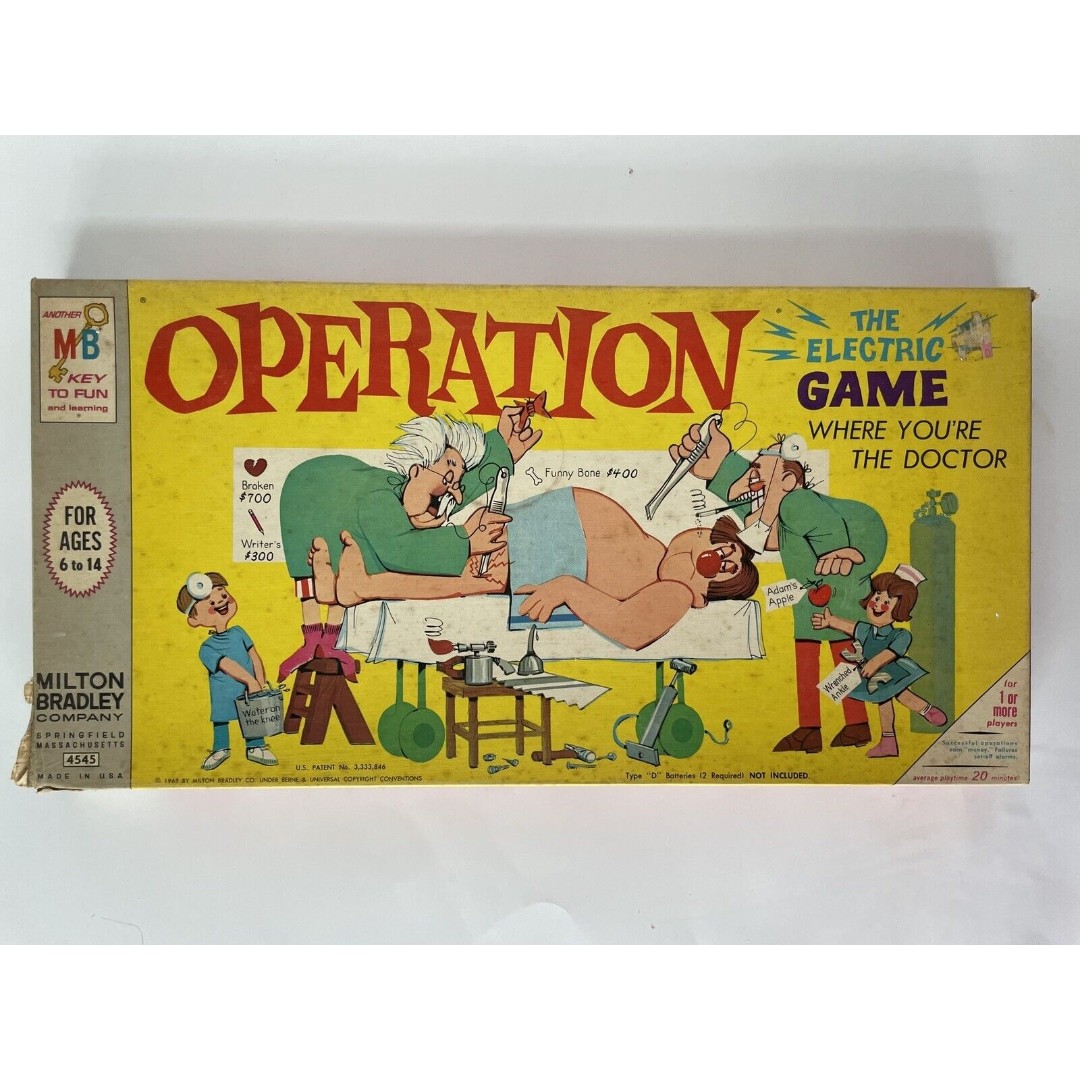 VINTAGE MILTON BRADLEY 1965 OPERATION SKILL GAME W/ SMOKING DR BOX