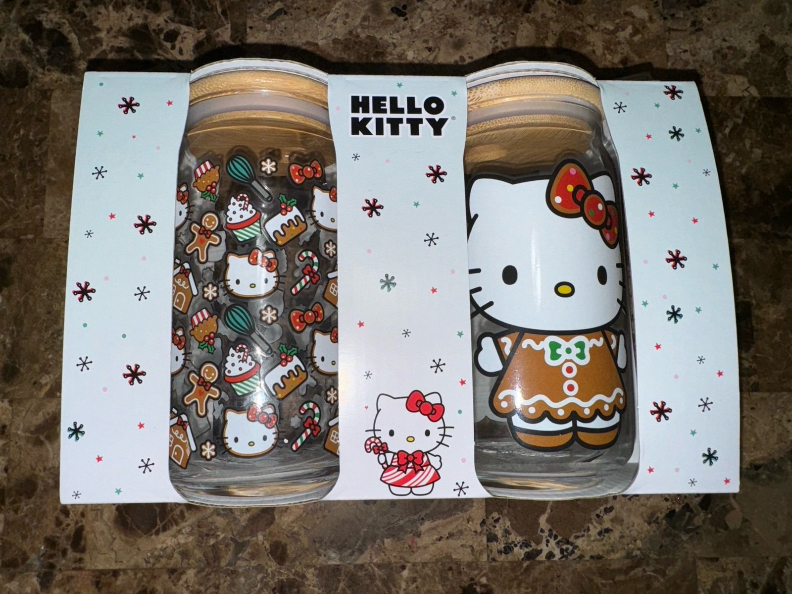 Hello Kitty Gingerbread Tumbler Set of 2 with Straws and Bamboo Lids