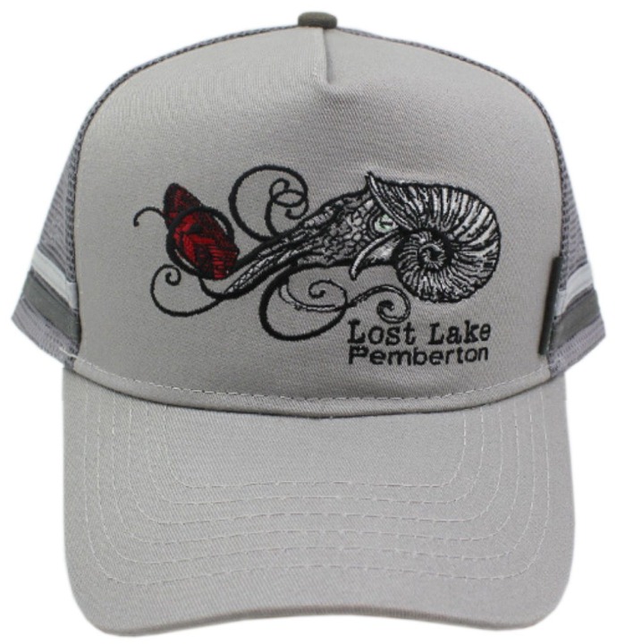 Lt Grey Strong Construction Custom Logo Embroidery Label with Side Stripes