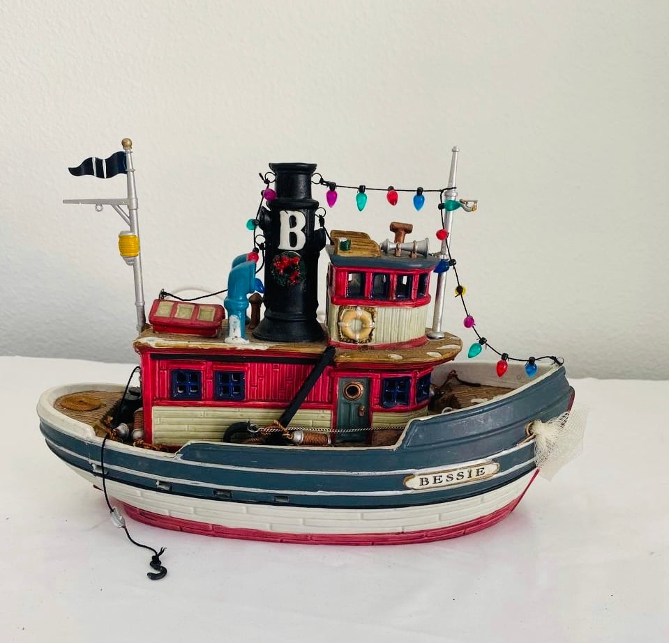 Lemax Village Collection Plymouth Corners BESSIE Lighted Tugboat 2001 for Parts