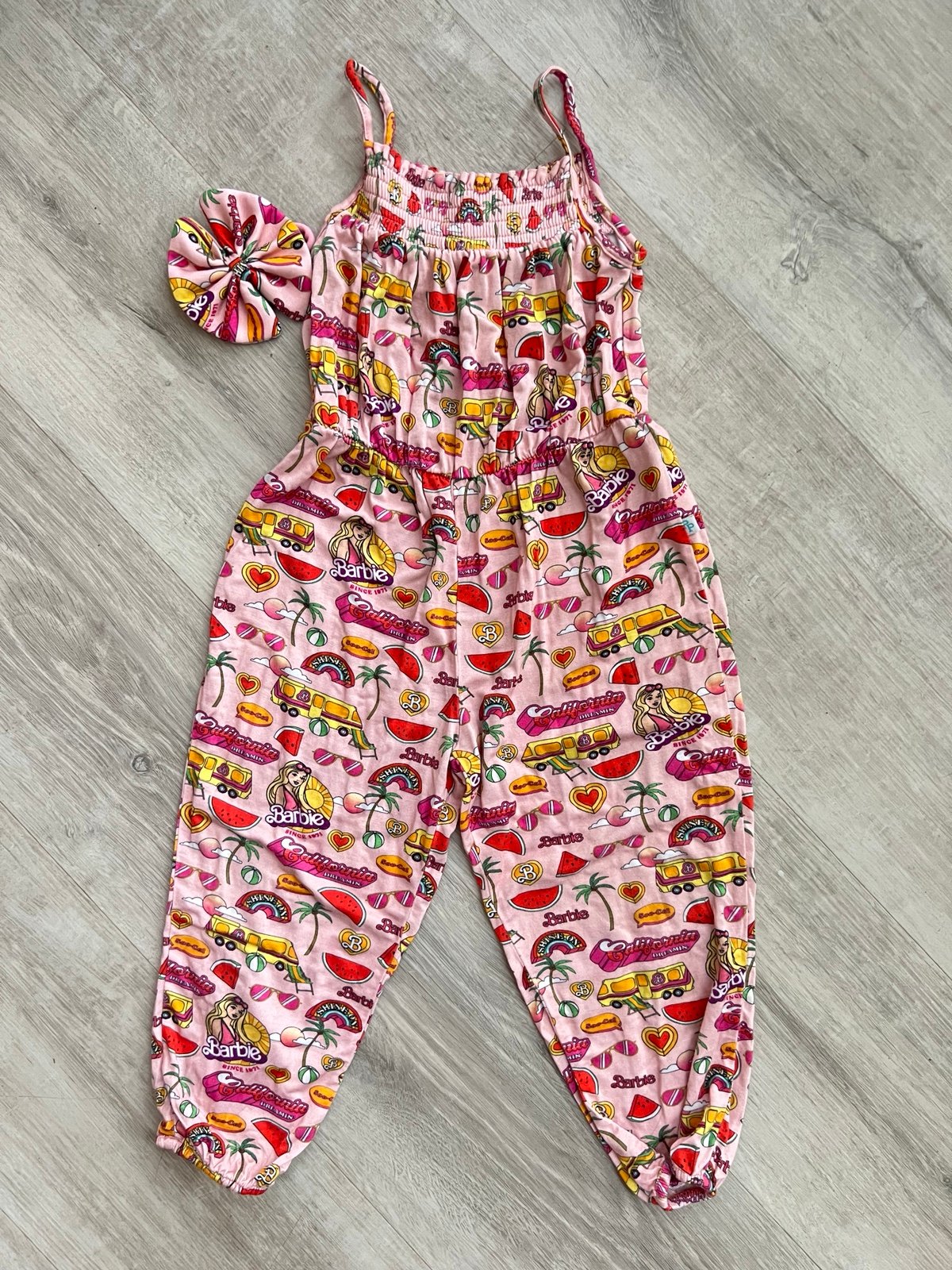 Posh Peanut Malibu Barbie Bamboo Romper 2T and Bow Bundle