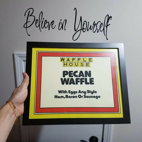 Waffle House sign gift Framed Pecan Waffle HAM BACON Egg Sausage breakfast decor