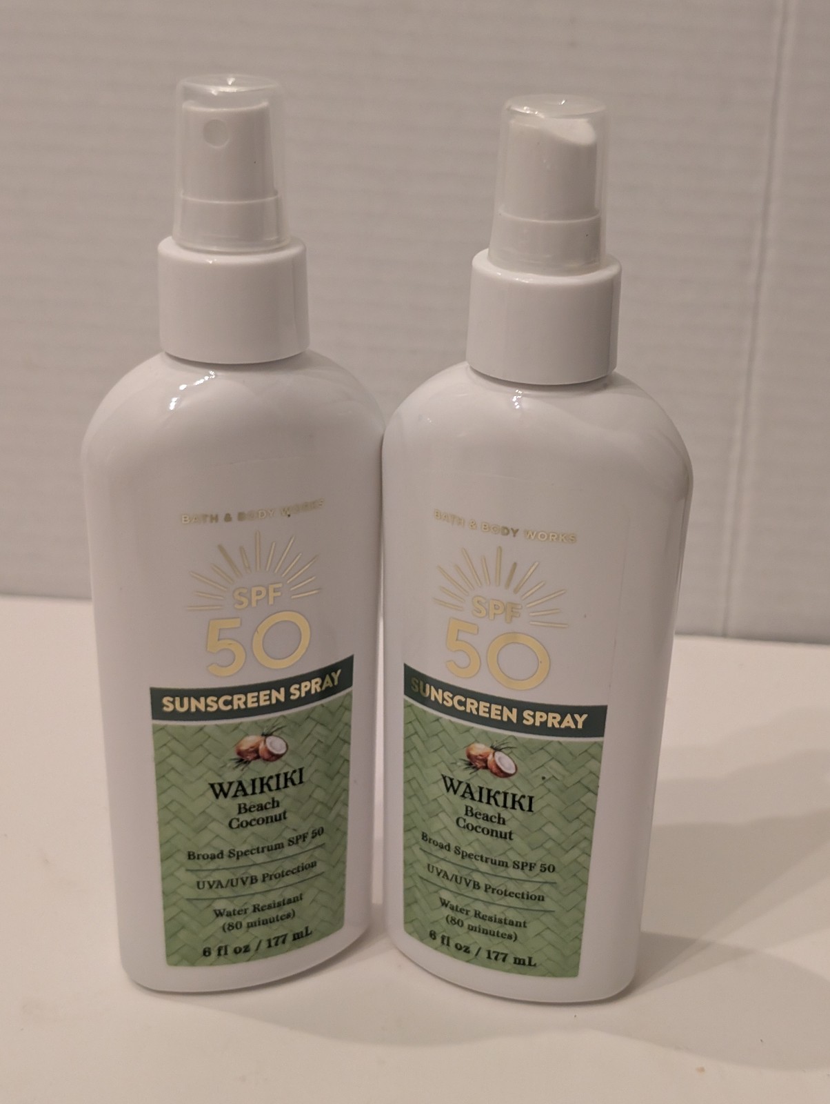 NEW Bath & Body Works 2x Waikiki Beach Coconut Sunscreen SPF 50 Spray 6 oz