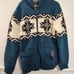 NWT New Men's Lost Horizons Handknit Teal Wool Cowichan Zip Cardigan Lined S / M