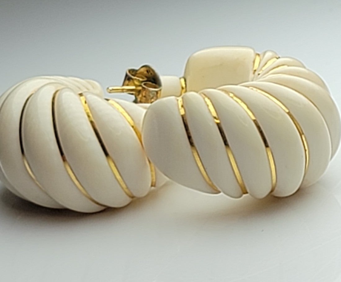 IVORY HALF HOOP EARINGS WITH 14K
