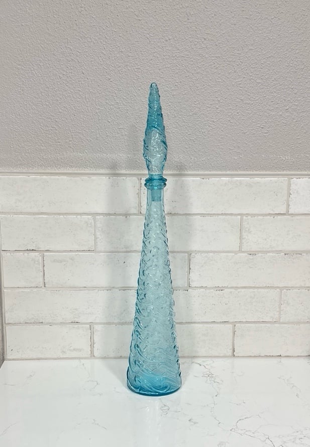 Vintage Empoli Italy 1960 Ice blue genie bottle