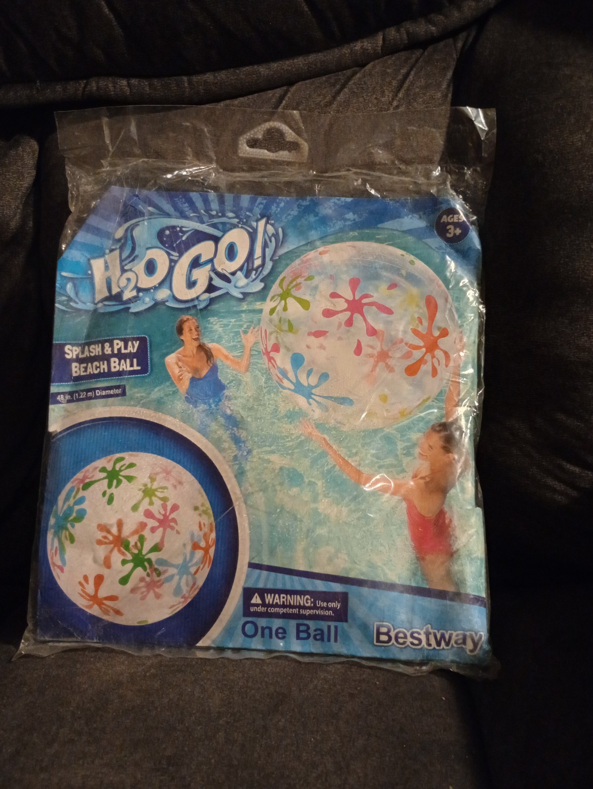 Jumbo Beach Ball 48” Inflatable Wet Pool Toy Translucent Blue Green Orange Splat