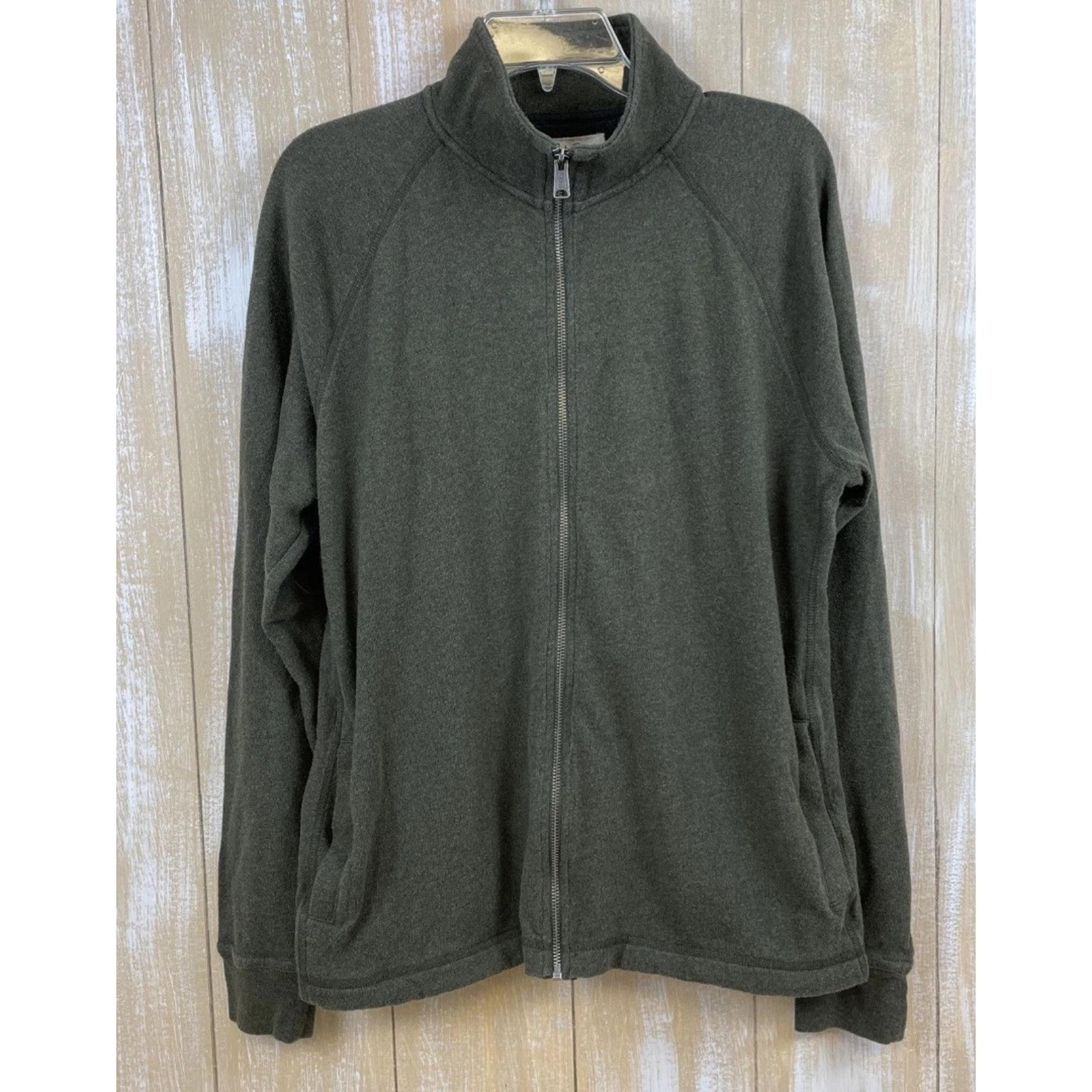 Lucky Brand Grey Label Men's Large Soft Full Zip Jacket Long Sleeves Army Green