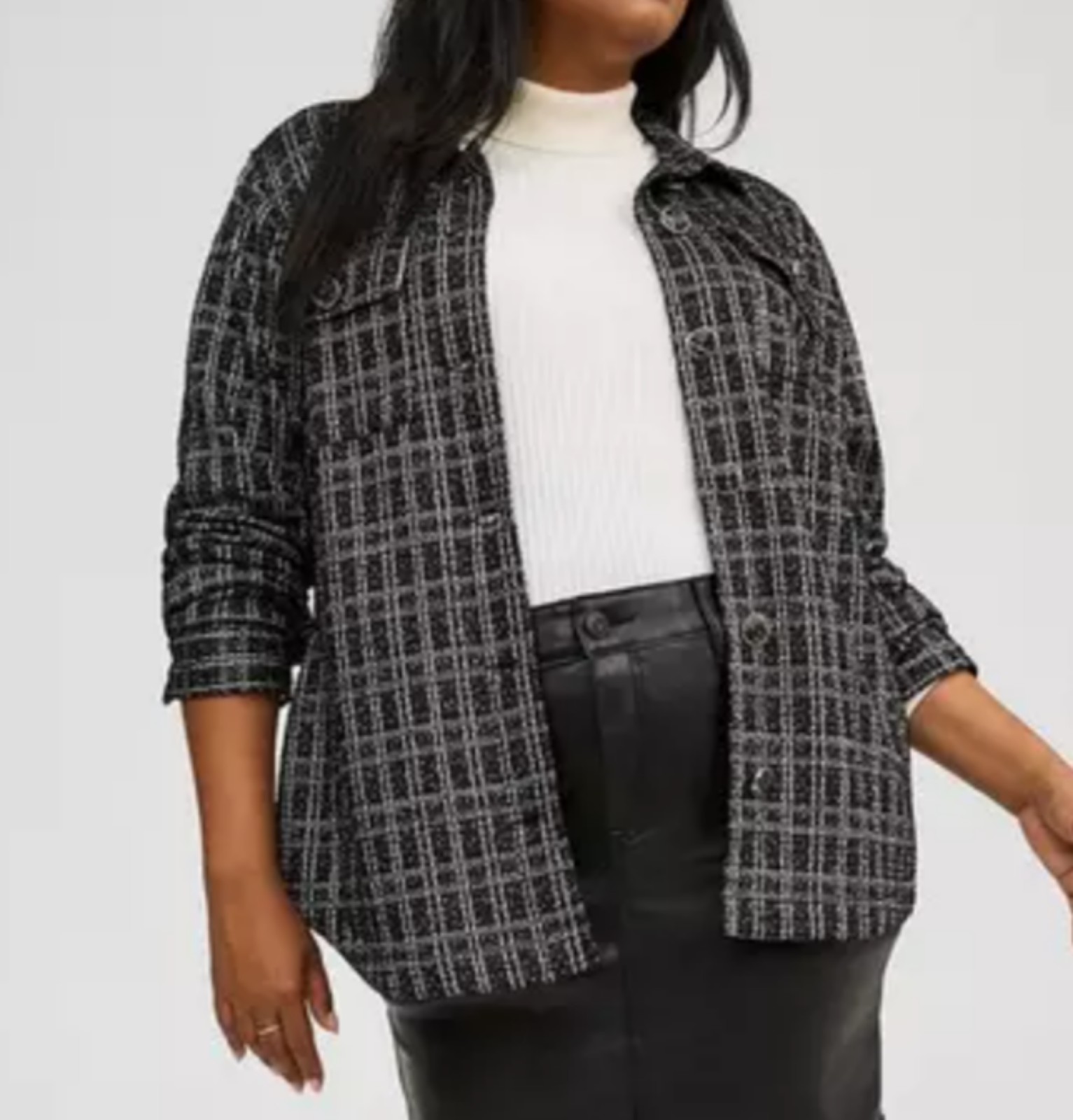 Torrid Stretch Boucle Shacket Plaid Plus Size 3X