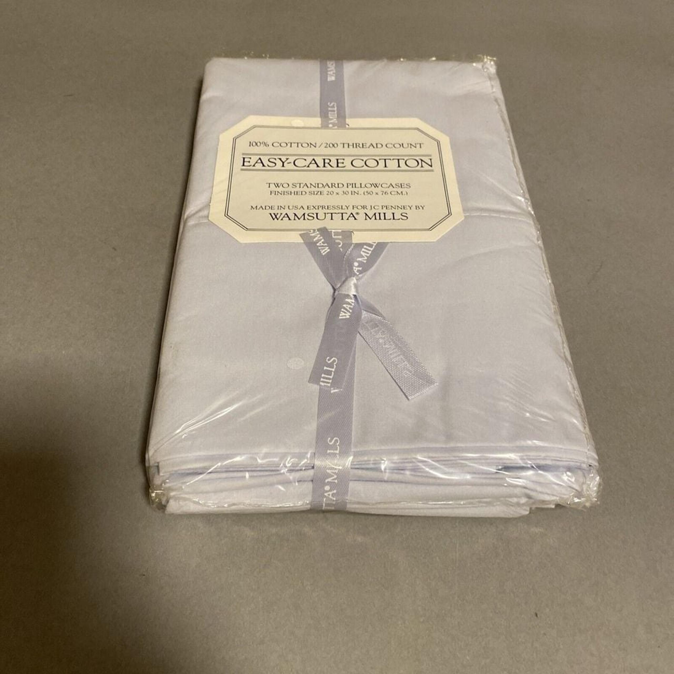 Vintage Wamsutta Pillowcases - Light Blue- NEW standard size pair