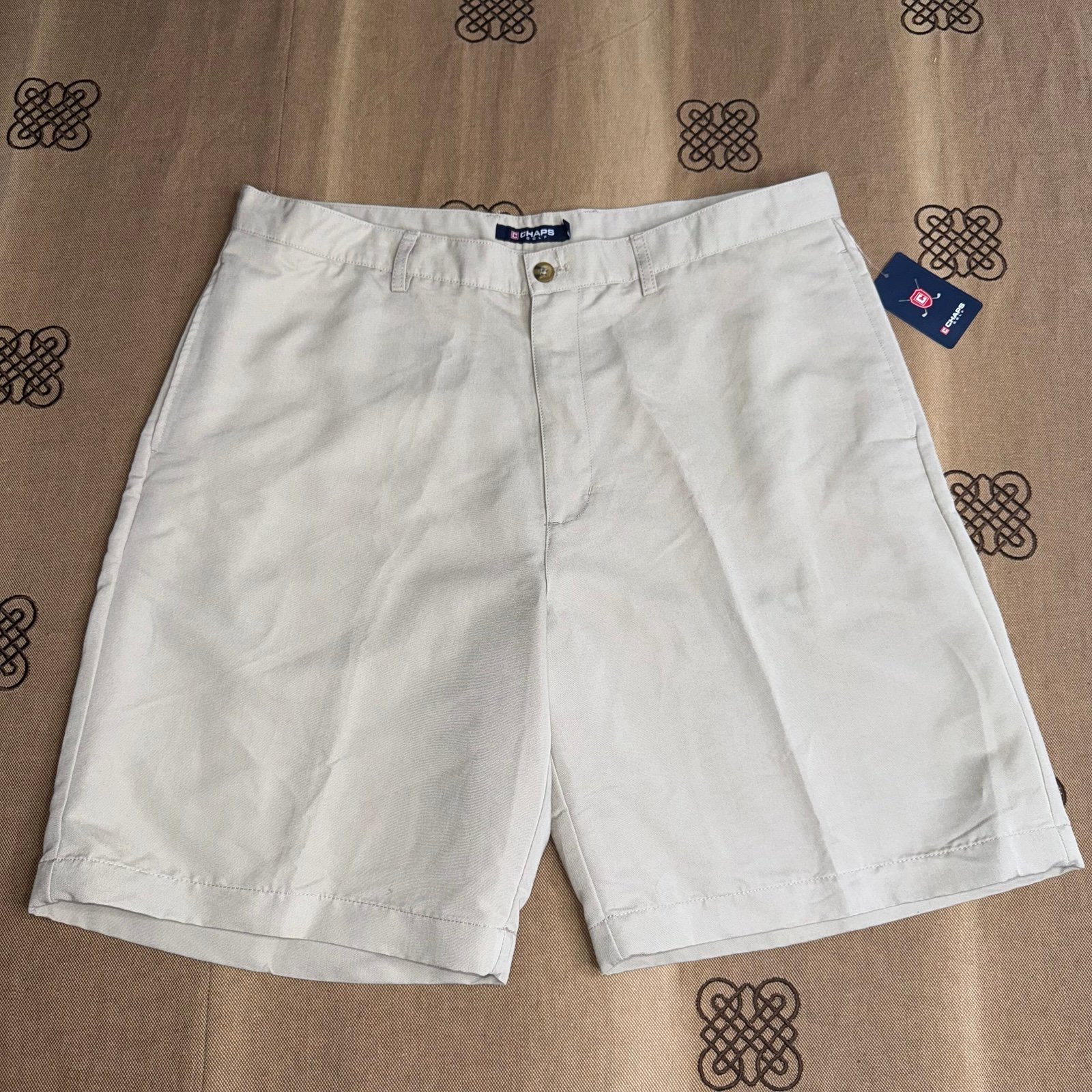 Chaps Golf NWT! Men'S Beige Flat Front Chino Shorts Size 40