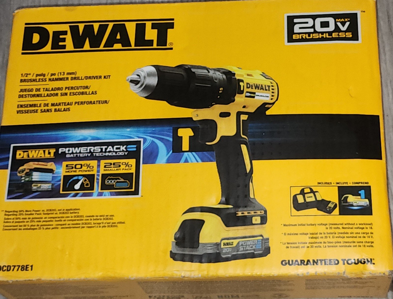 DeWalt 1/2 Hammer drill/driver Kit DCD778E1.....open box